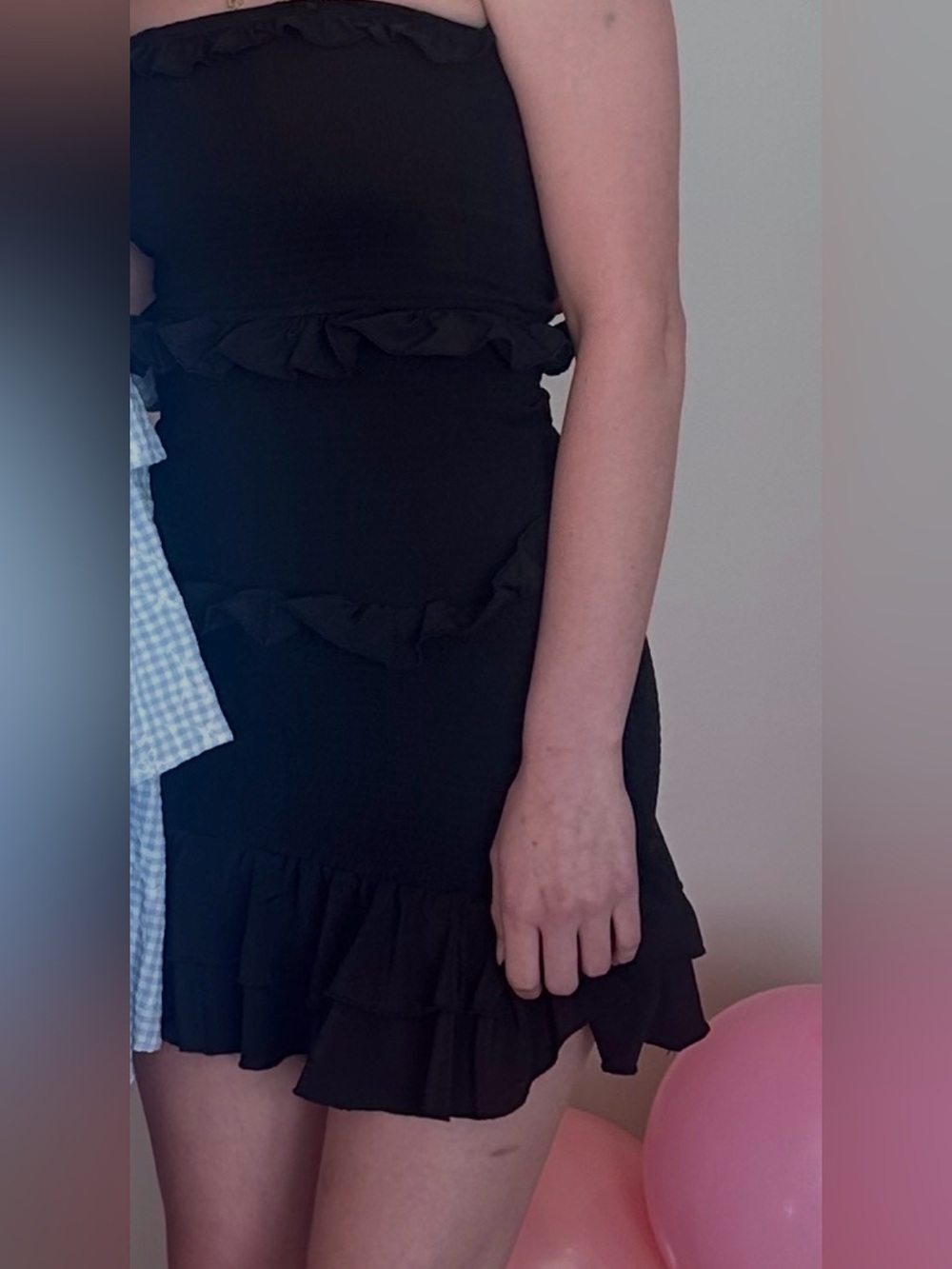 Black Ruffle Mini Dress - Picture 2 of 3
